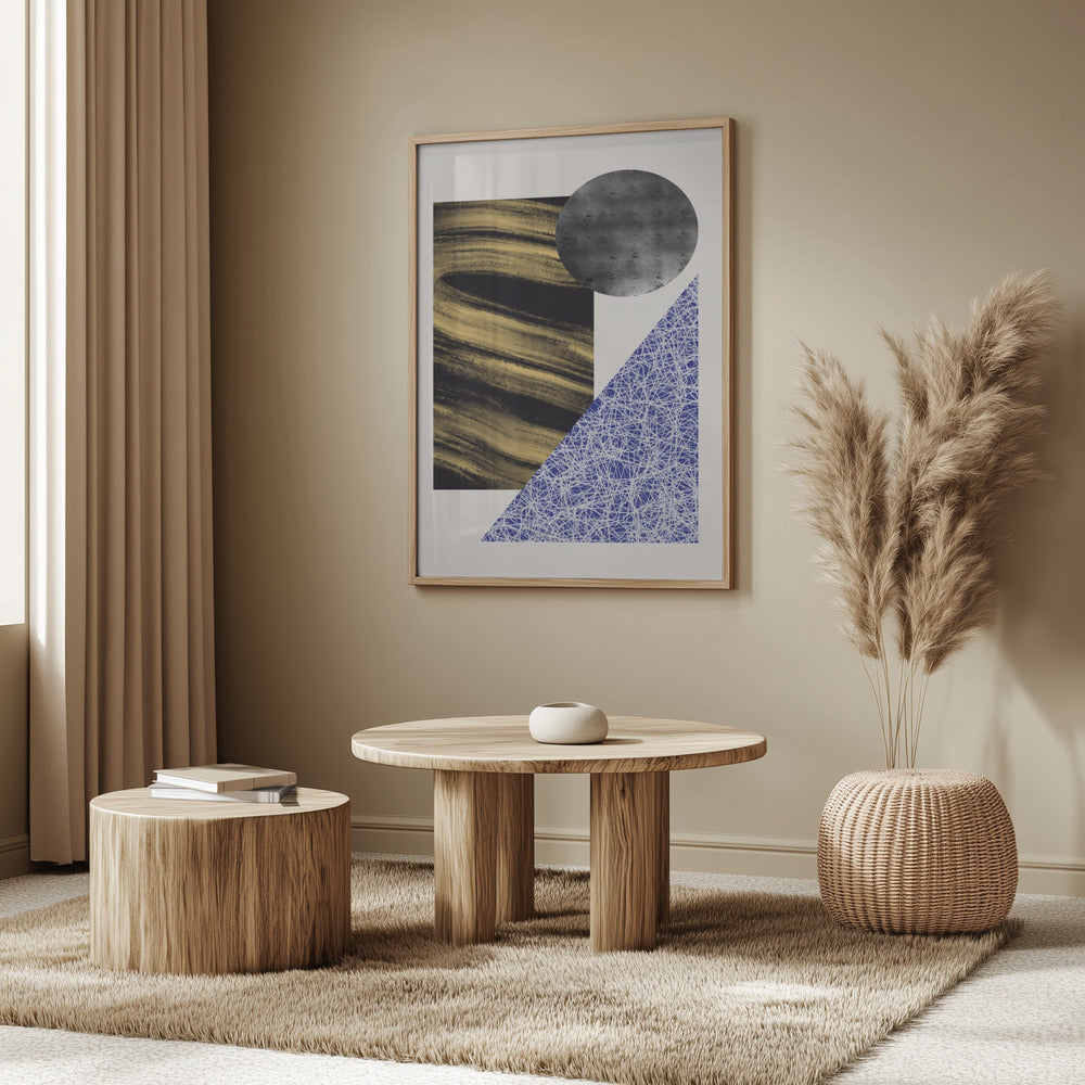 Geometriska former med svart och guld textur | Poster
