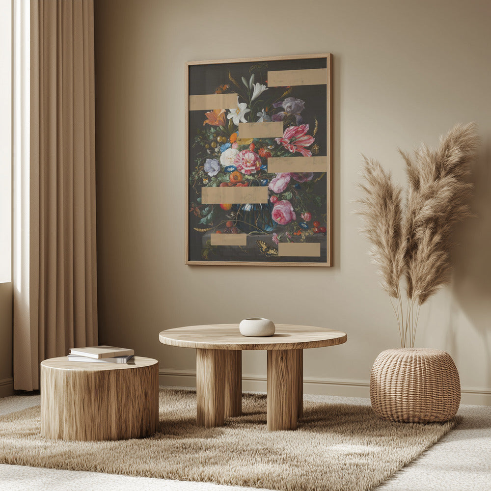 Bouquet of Vintage Oil Painting Flowers, Modern Collage | Poster