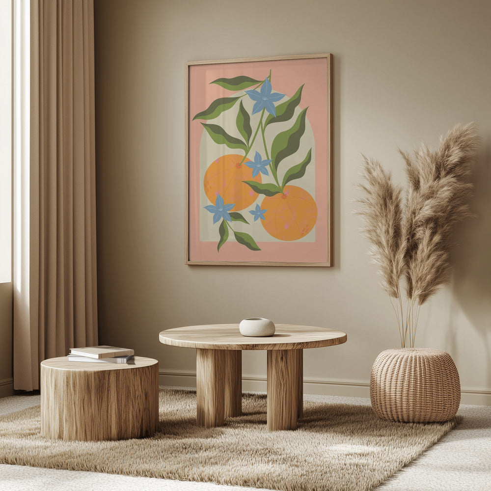 Orange Branch with Flowers | Poster