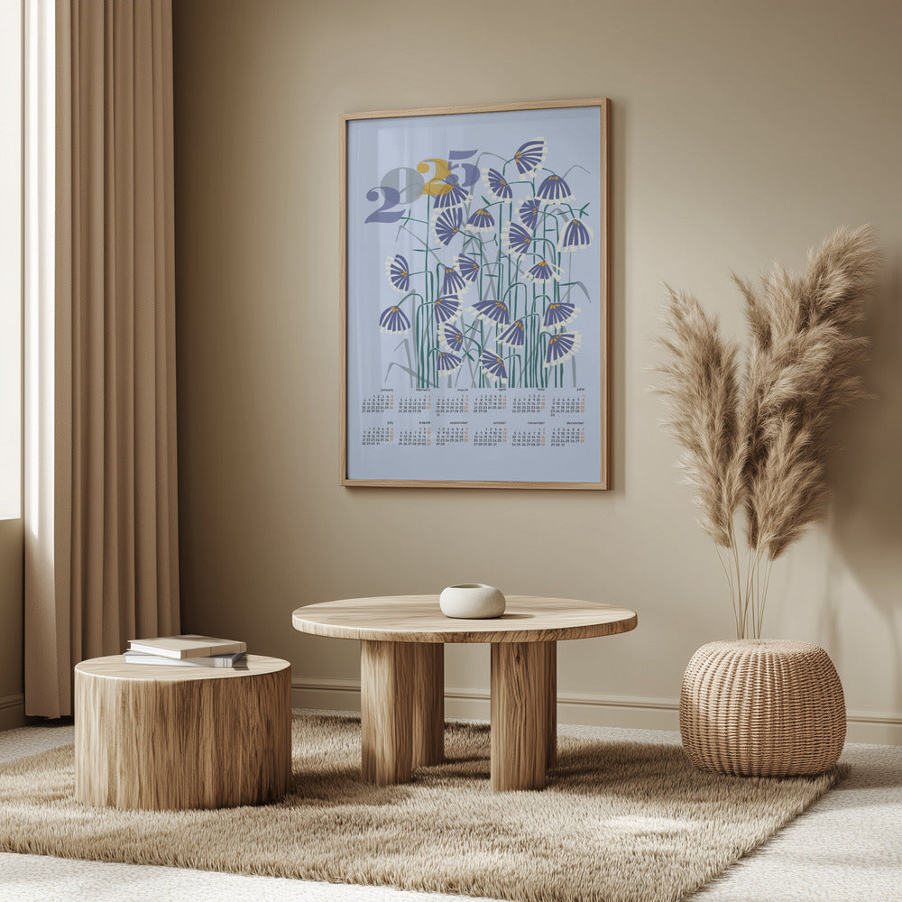 Kalender 2025 Linolschnitt Blumen Licht | Poster