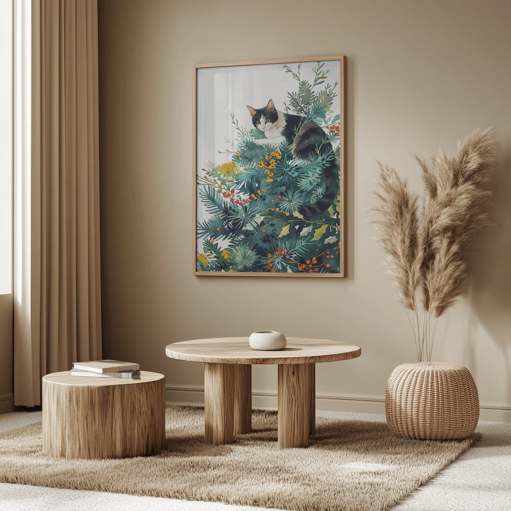 Kattunge och julgran | Poster
