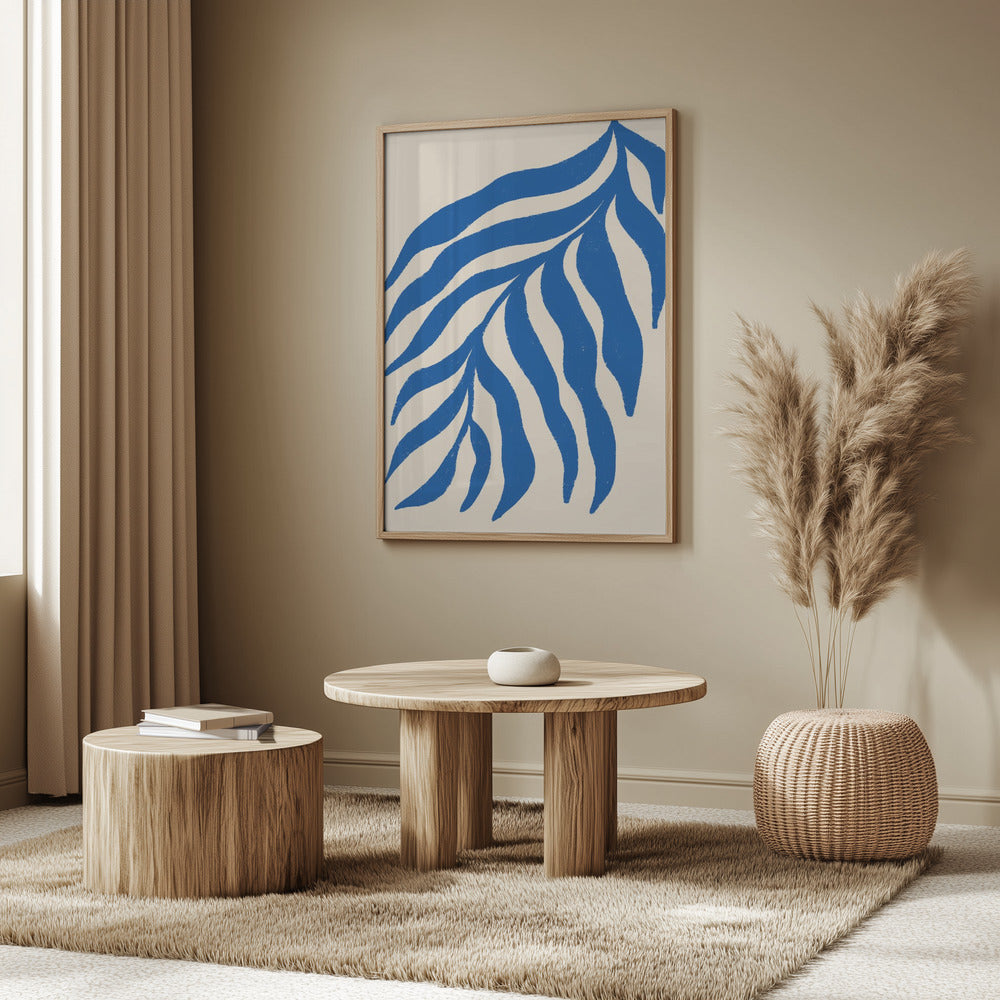 Blue Silhouette Textured Branch | Poster