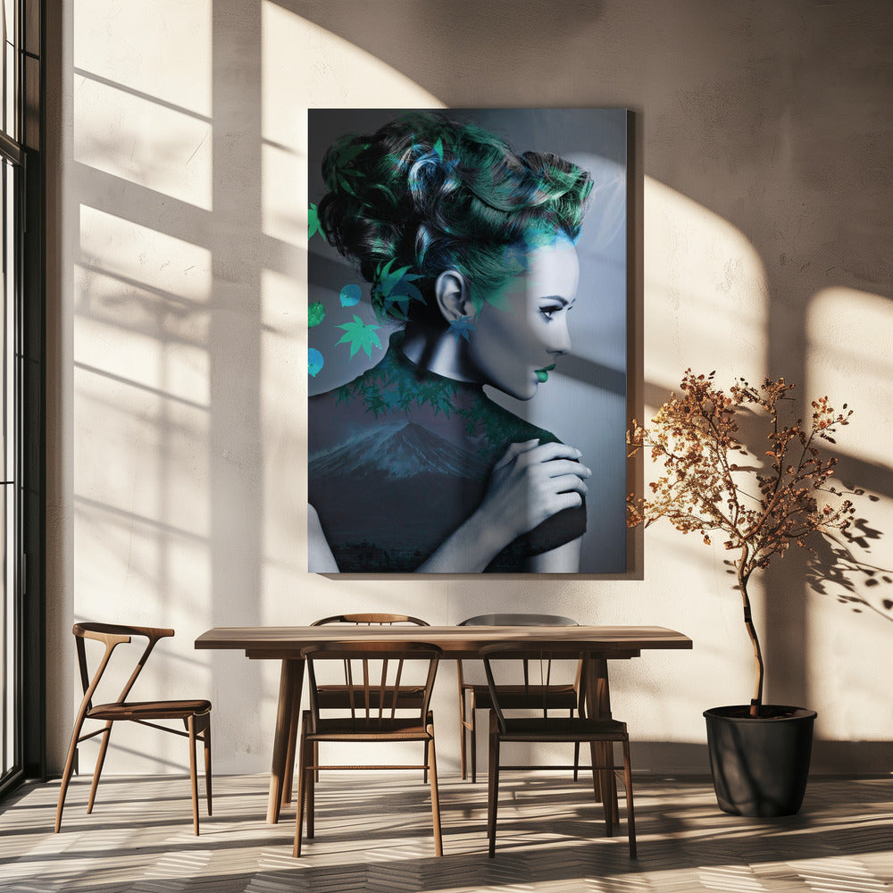 Vert avec des feuilles | Toile