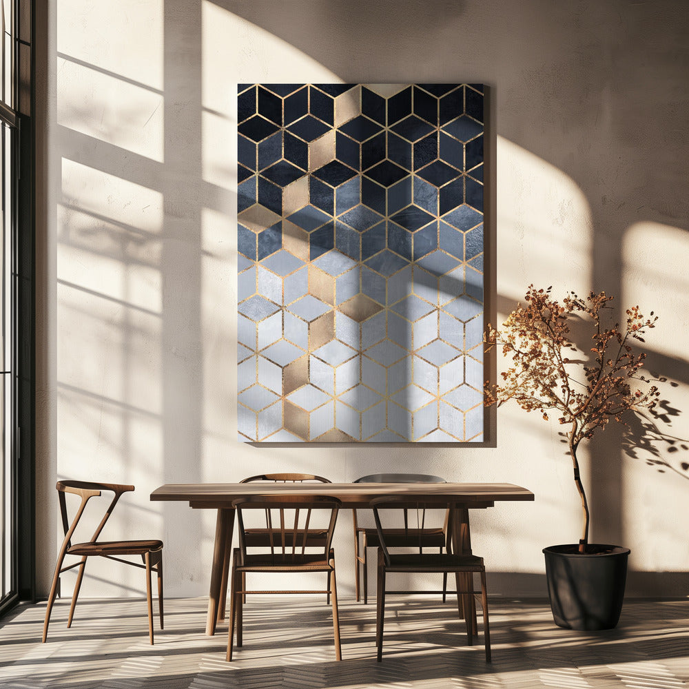 Cubes à dégradé bleu clair | Toile