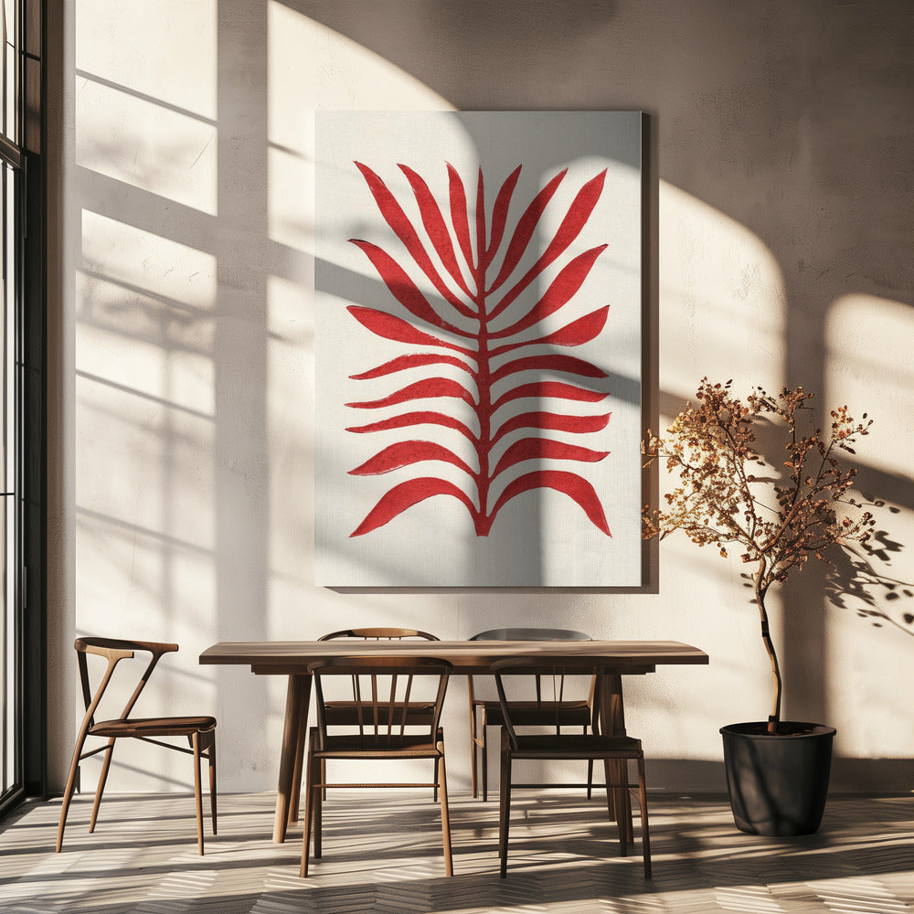 Röd gren / Linoleumtryck | Canvas