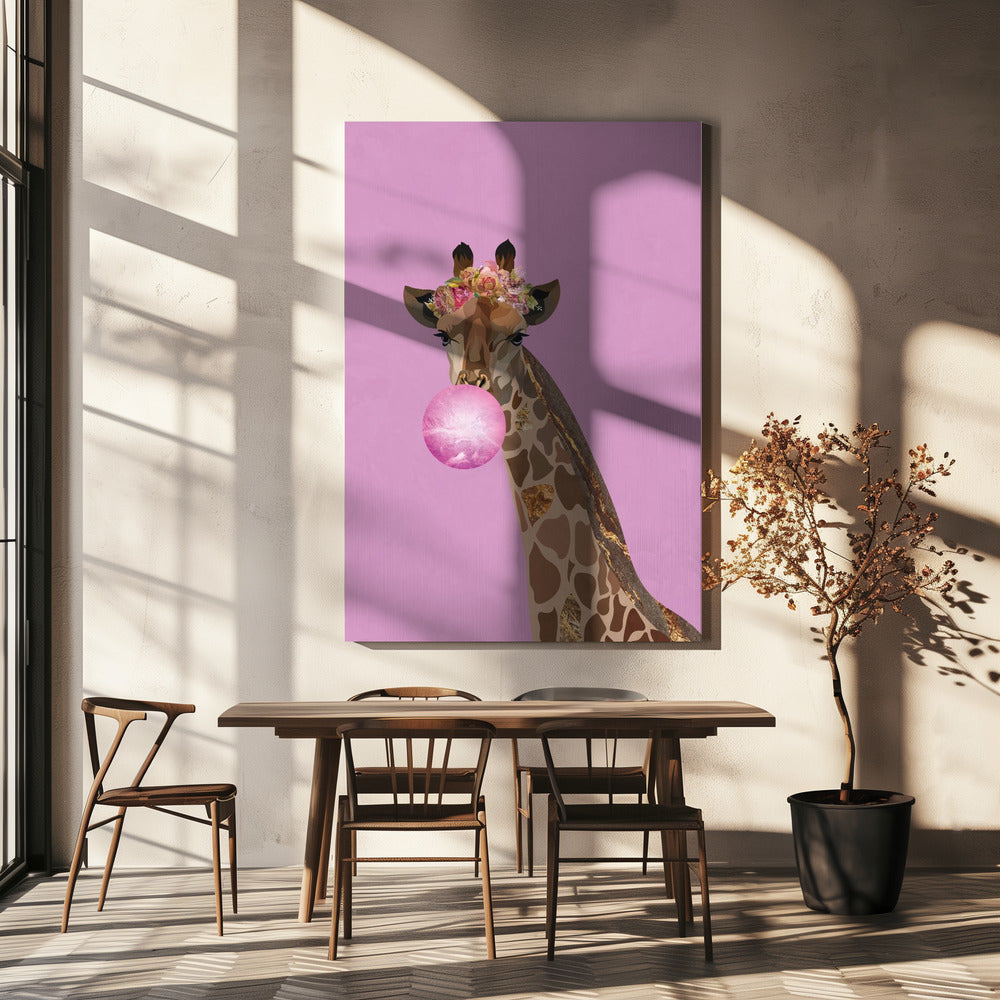 Girafe rose bubblegum | Toile