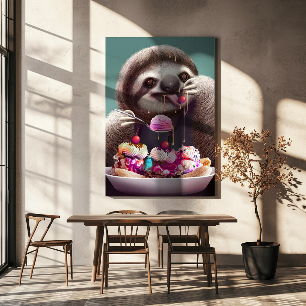 SLOTH ENJOYING ICE CREAM | Canvas