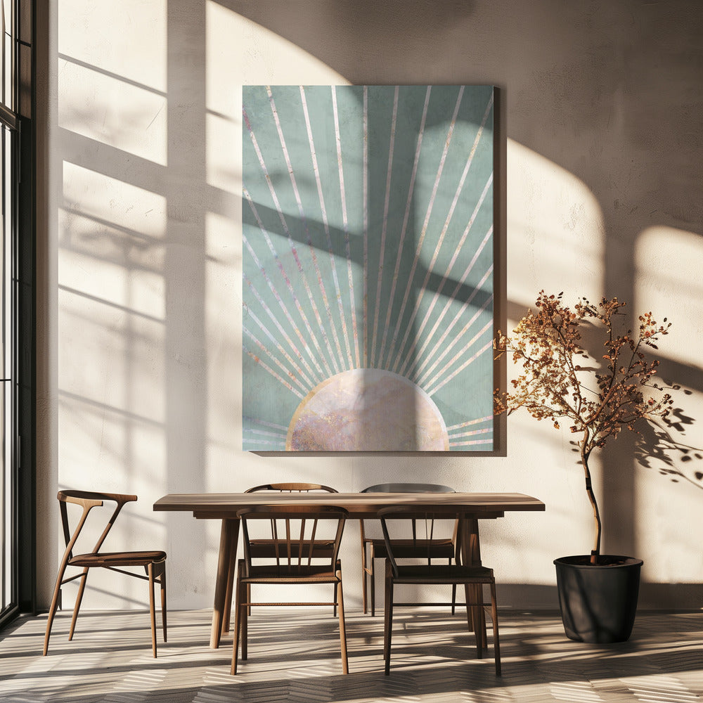 Salbeigrüne Boho-Sonne | Leinwand-Bilder
