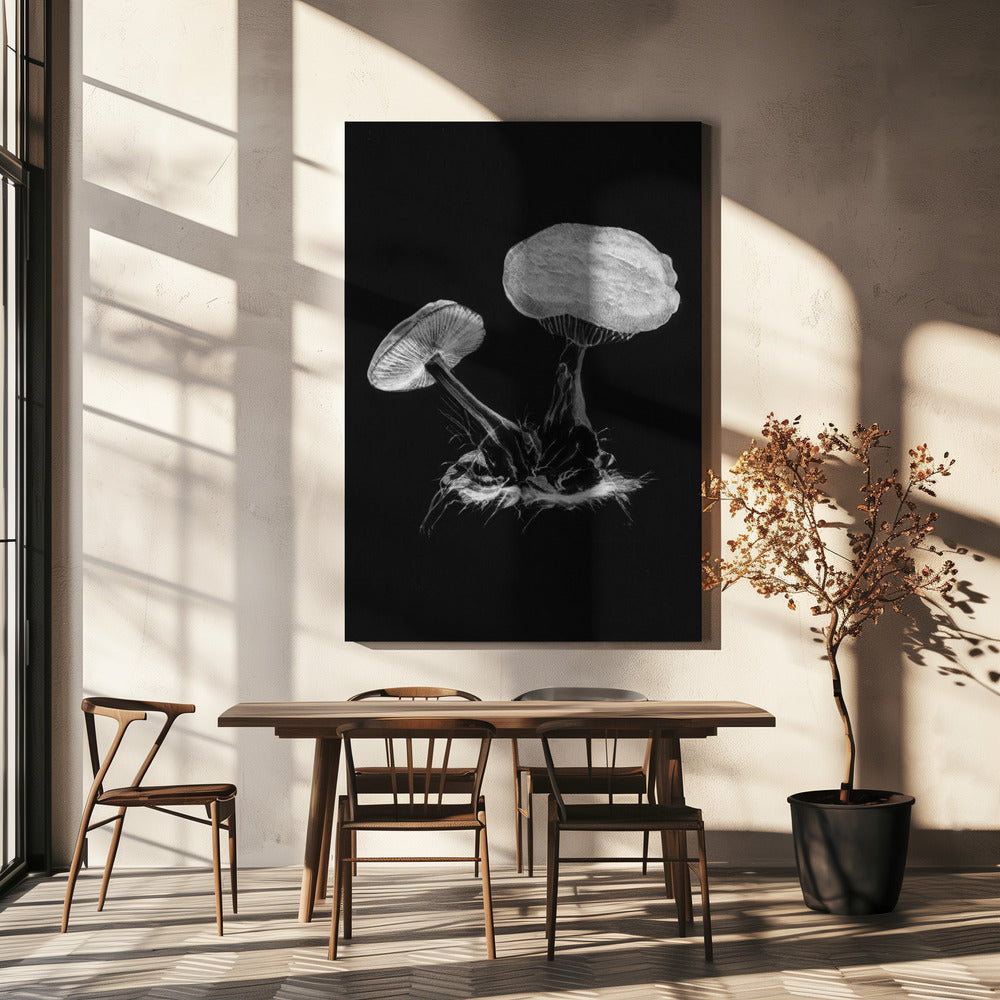 Vintage Violet Webcap Mushroom Dark BW | Wydruki na łótnie