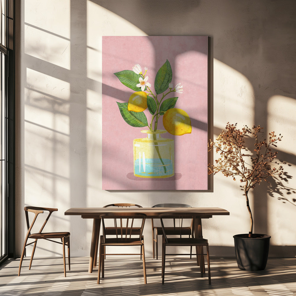 Mazzo di limoni in vaso | Stampe su Tela