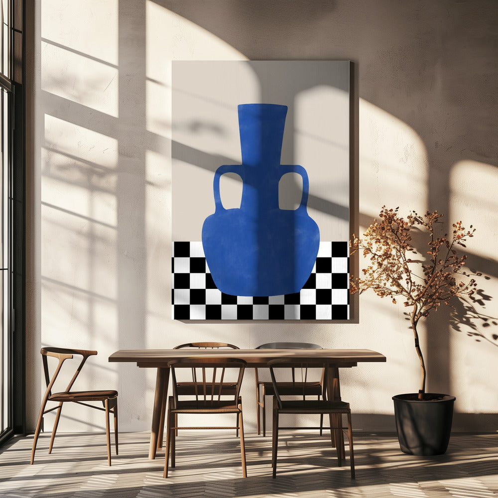 Azurblå vas schackbräde | Canvas