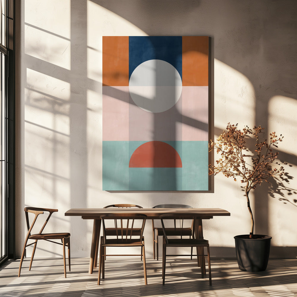 Œuvre d'art géométrique abstraite aux tons naturels | Toile