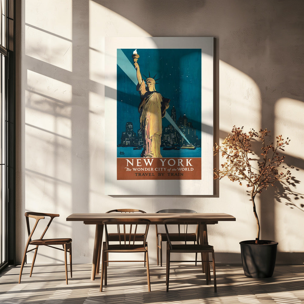 New York, la ville merveilleuse du monde Voyage en train (1927) Posters - Affiche Artistique Par Adolph Treidler | Tableaux sur Toile