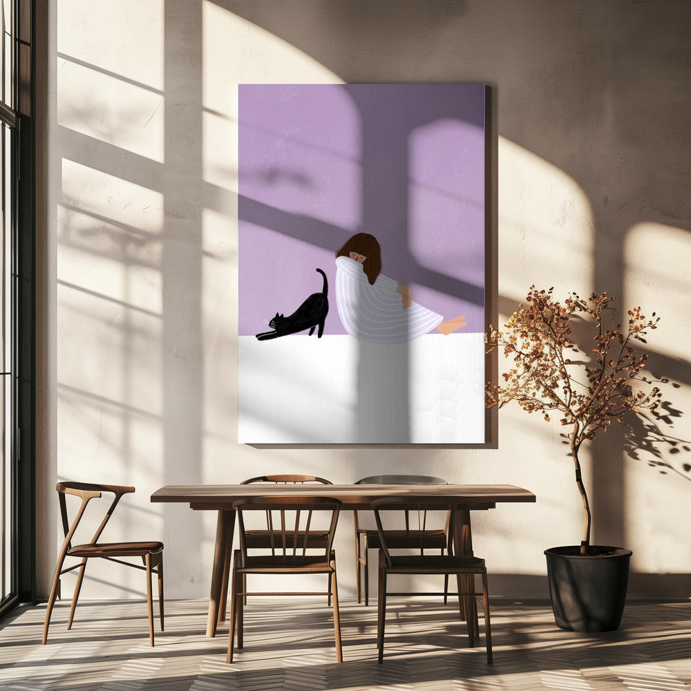 Fille et chat | Toile