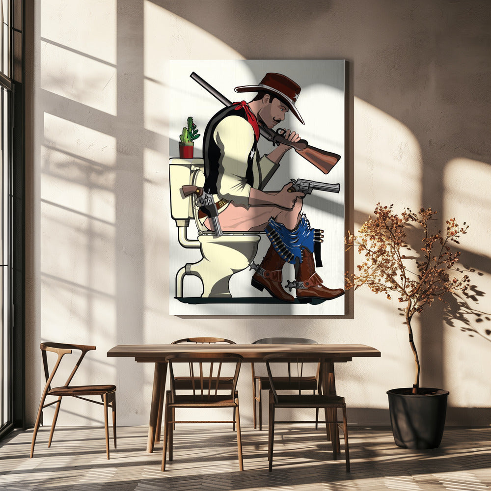 Cowboy auf der Toilette | Leinwand-Bilder