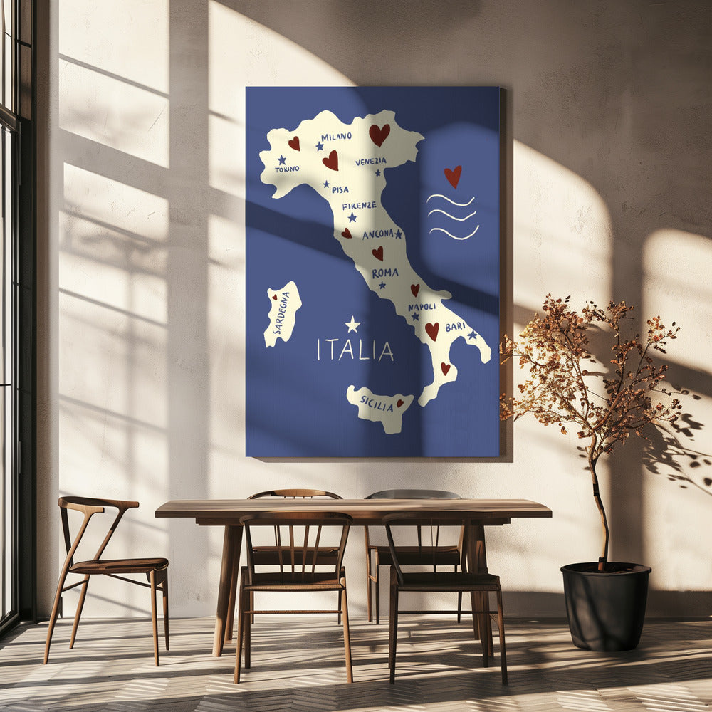 Mapa de Italia | Impresiones en Lienzo