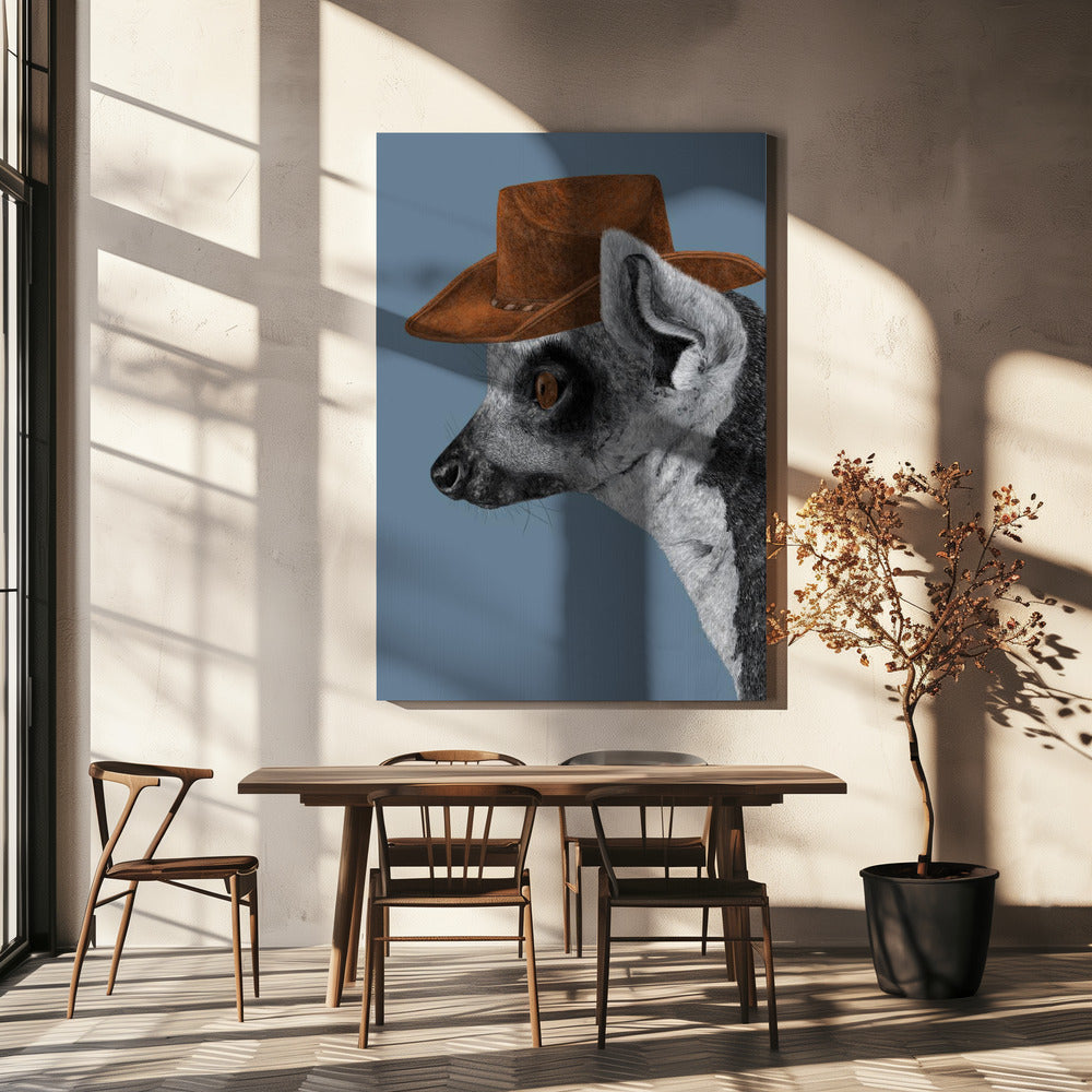 Felix il lemure cowboy | Stampe su Tela