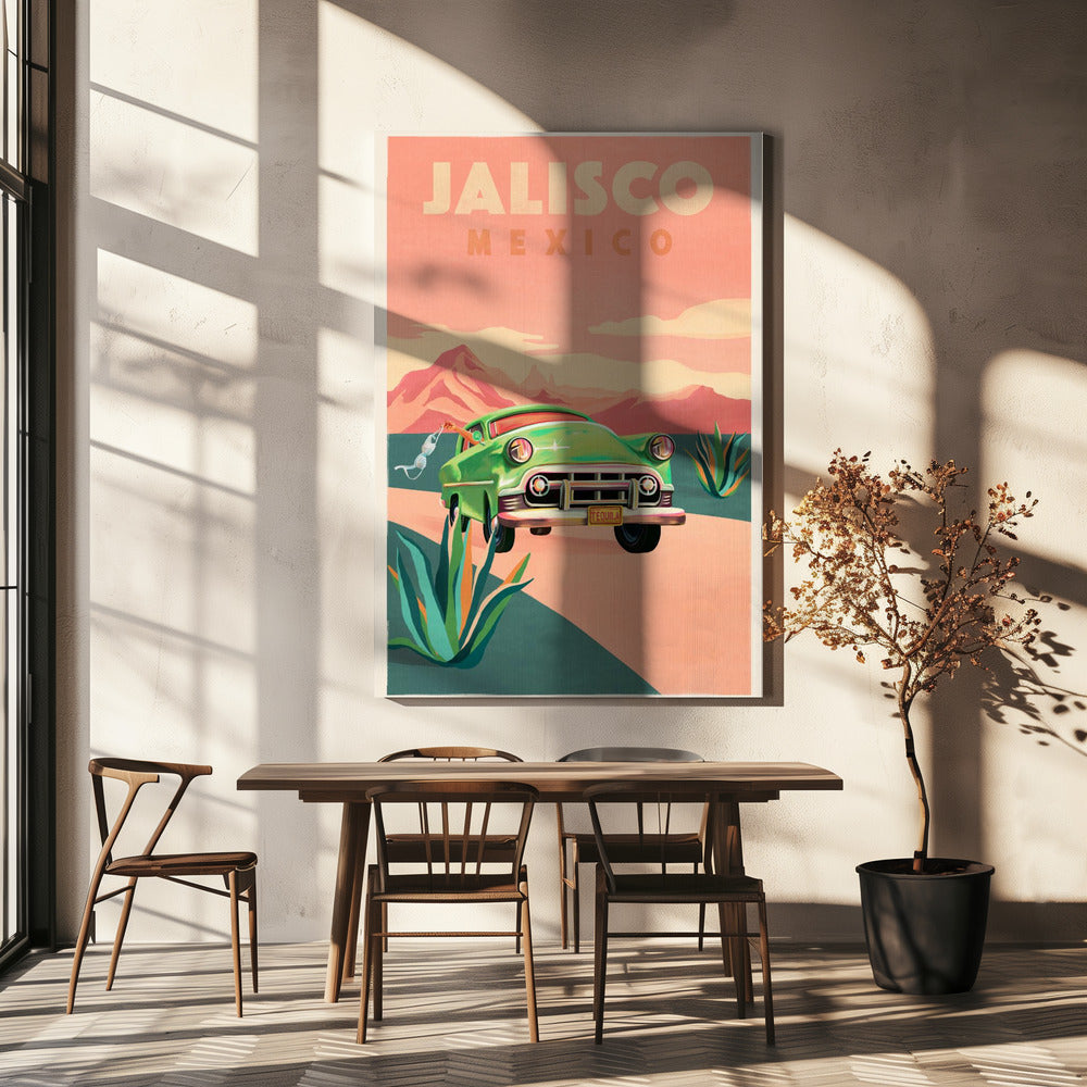 Affiche de voyage vintage de Jalisco, Mexique | Toile