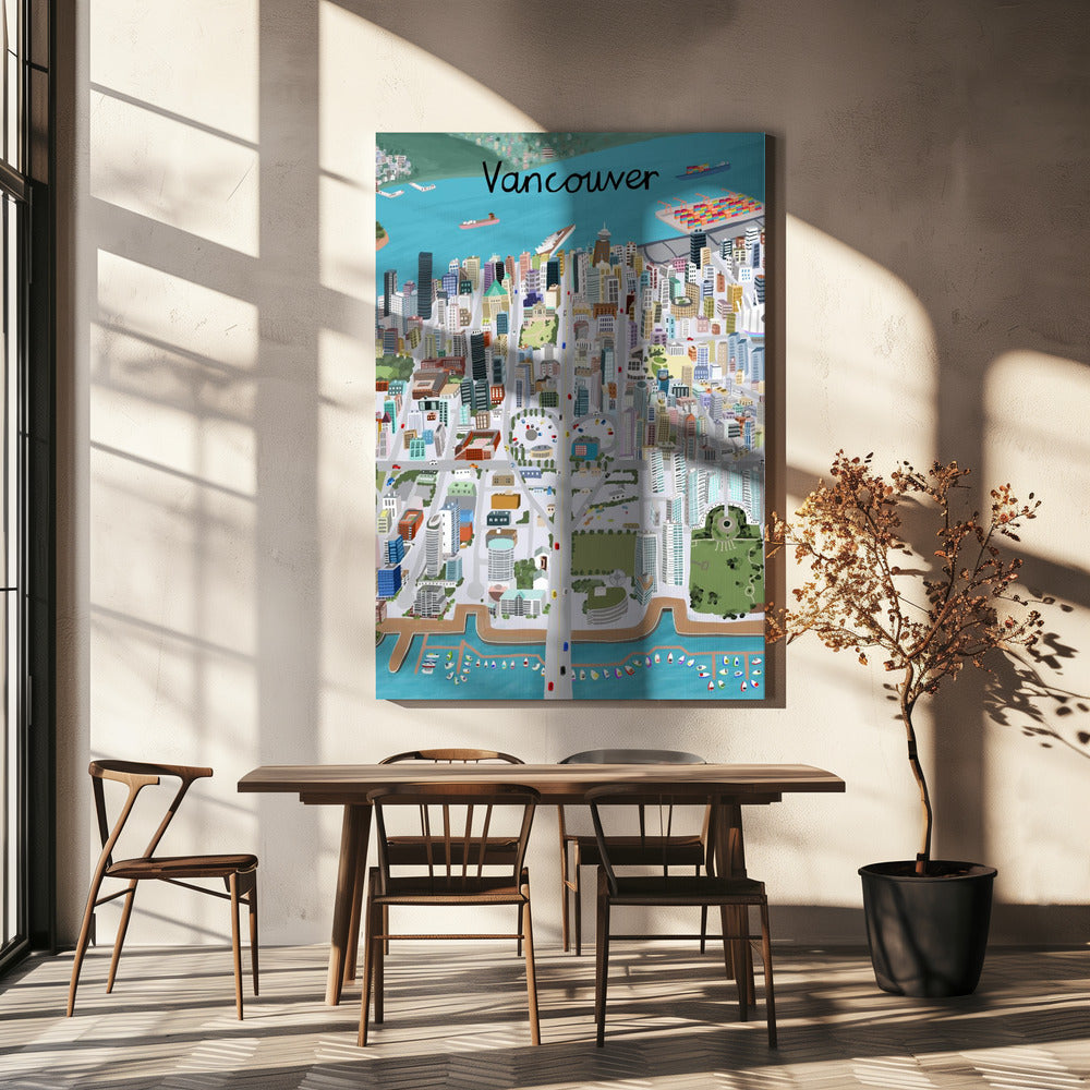 Vista sulla città di Vancouver dell'artista Carla Daly | Stampe su Tela