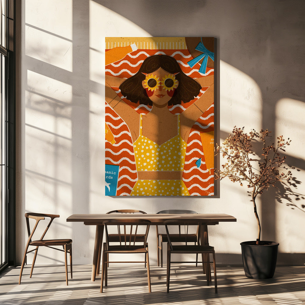 Fille à la plage | Toile