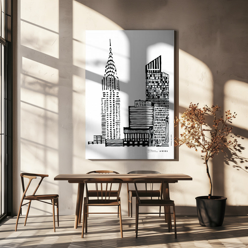 New York Citys skyline med skyskrabere | Lærredsbilleder