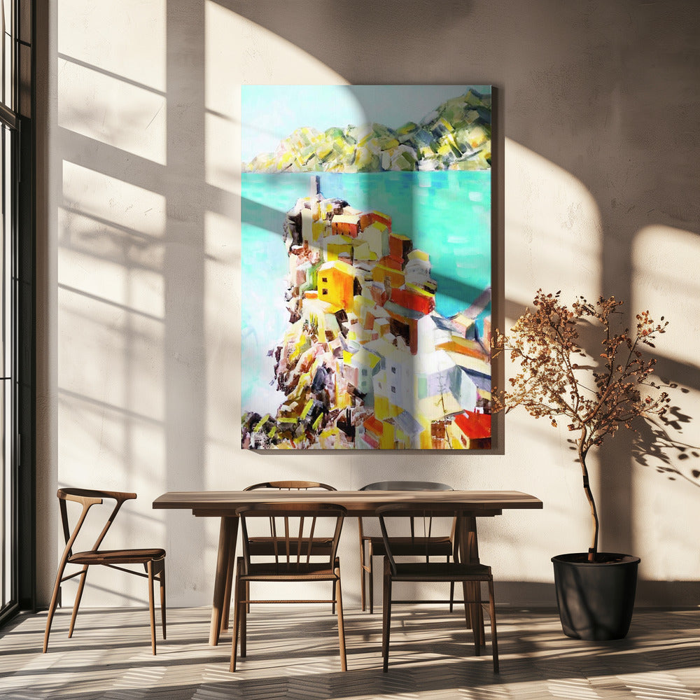 Ville colorée au bord de la mer Méditerranée, Italie Art mural | Tableaux sur Toile