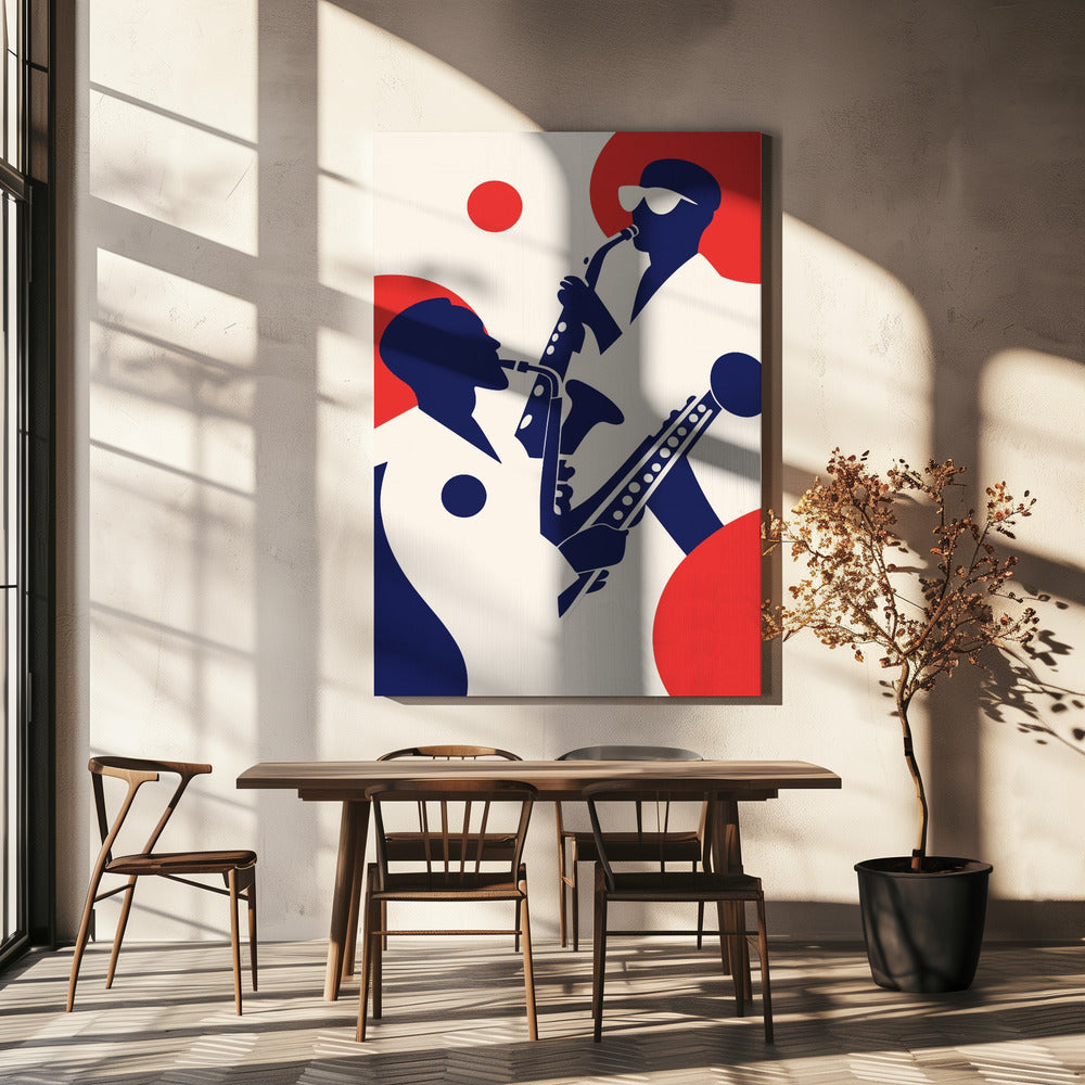 Silhouettes of Musicians Playing Saxophones | Canvas