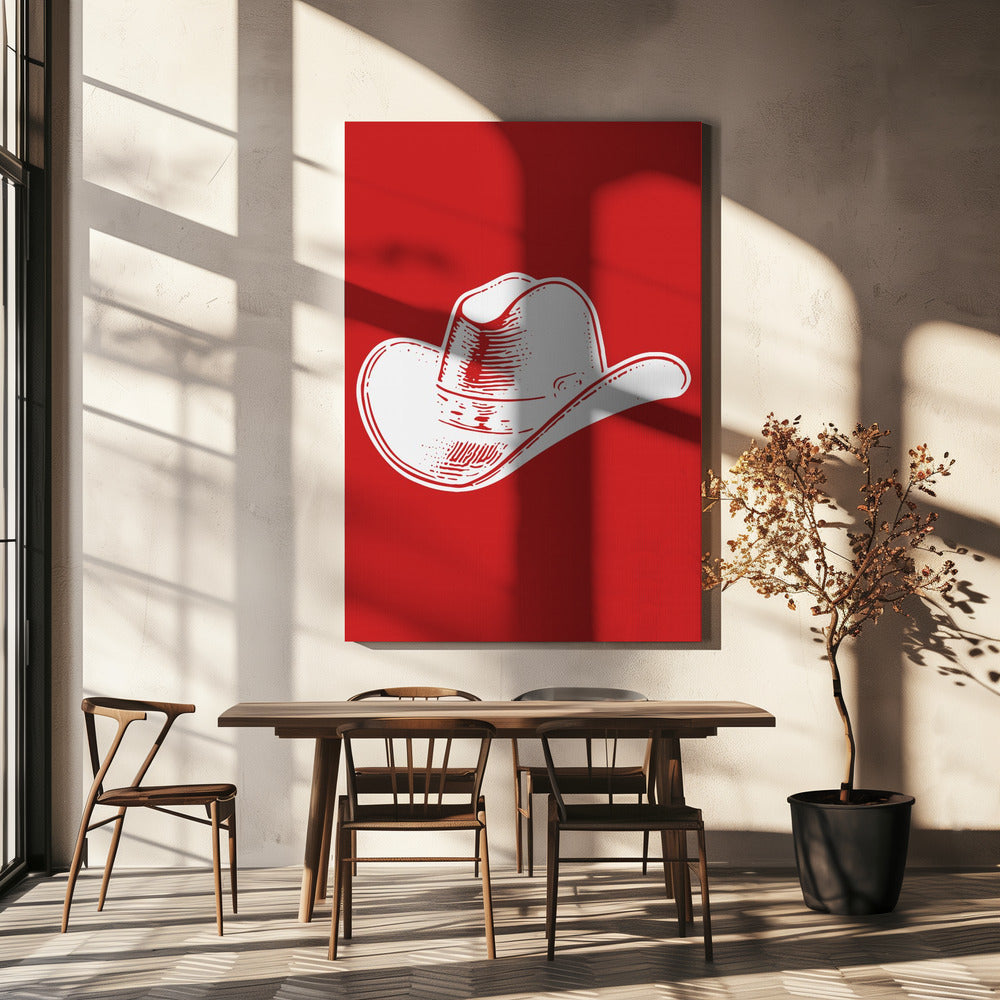 Cappello da cowboy rosso | Stampe su Tela