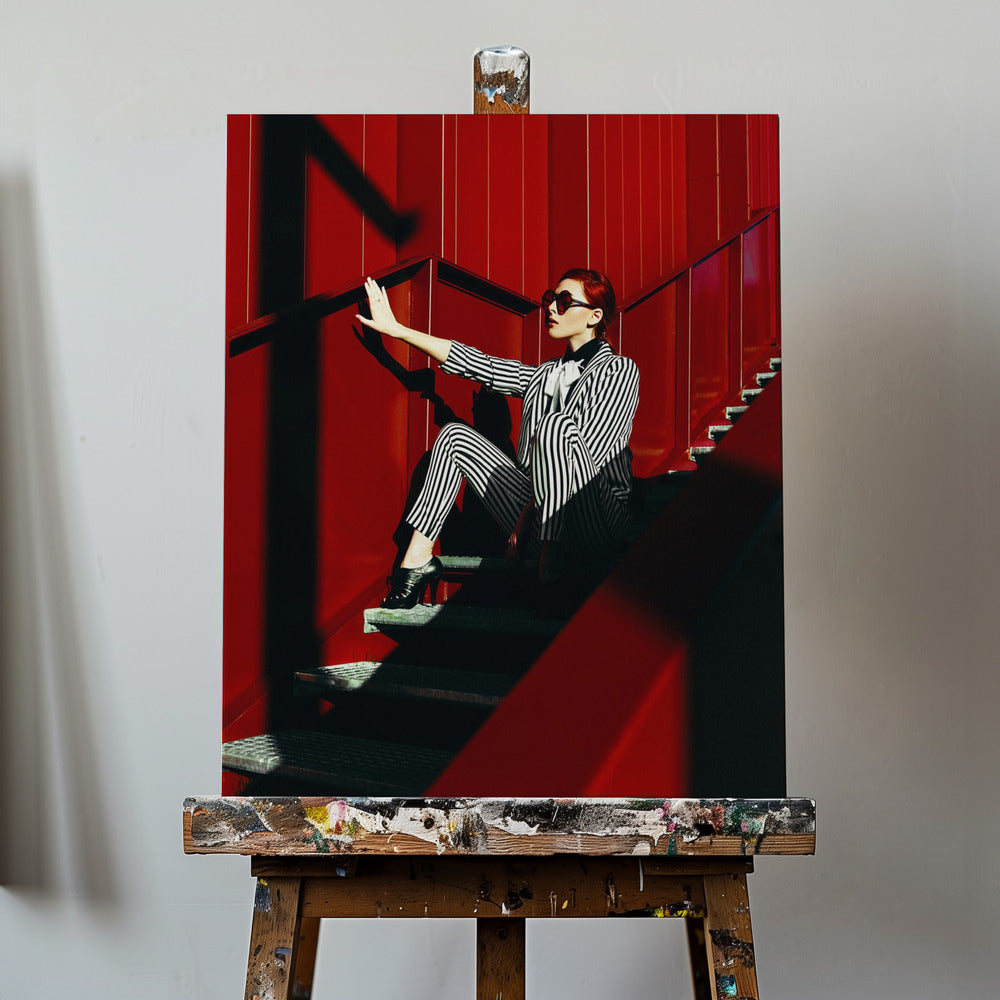 Rote Treppenrhythmen | Leinwand-Bilder
