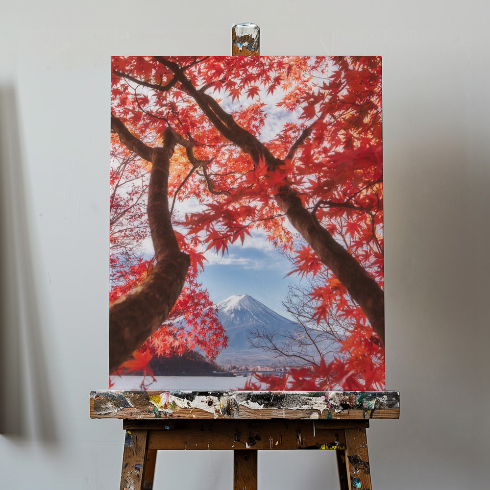 Le mont Fuji est dans les feuilles d'automne | Tableaux sur Toile