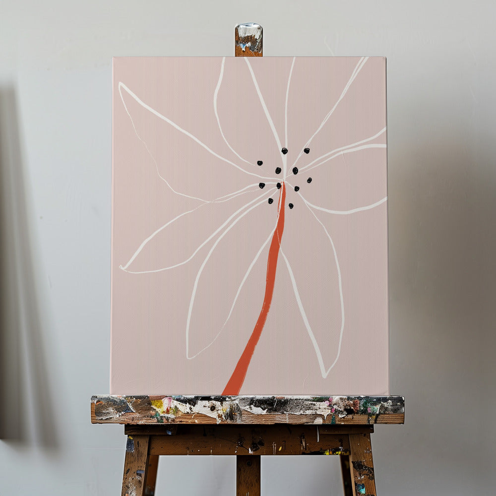 Delicate Abstract Flower with White Petals | Canvas