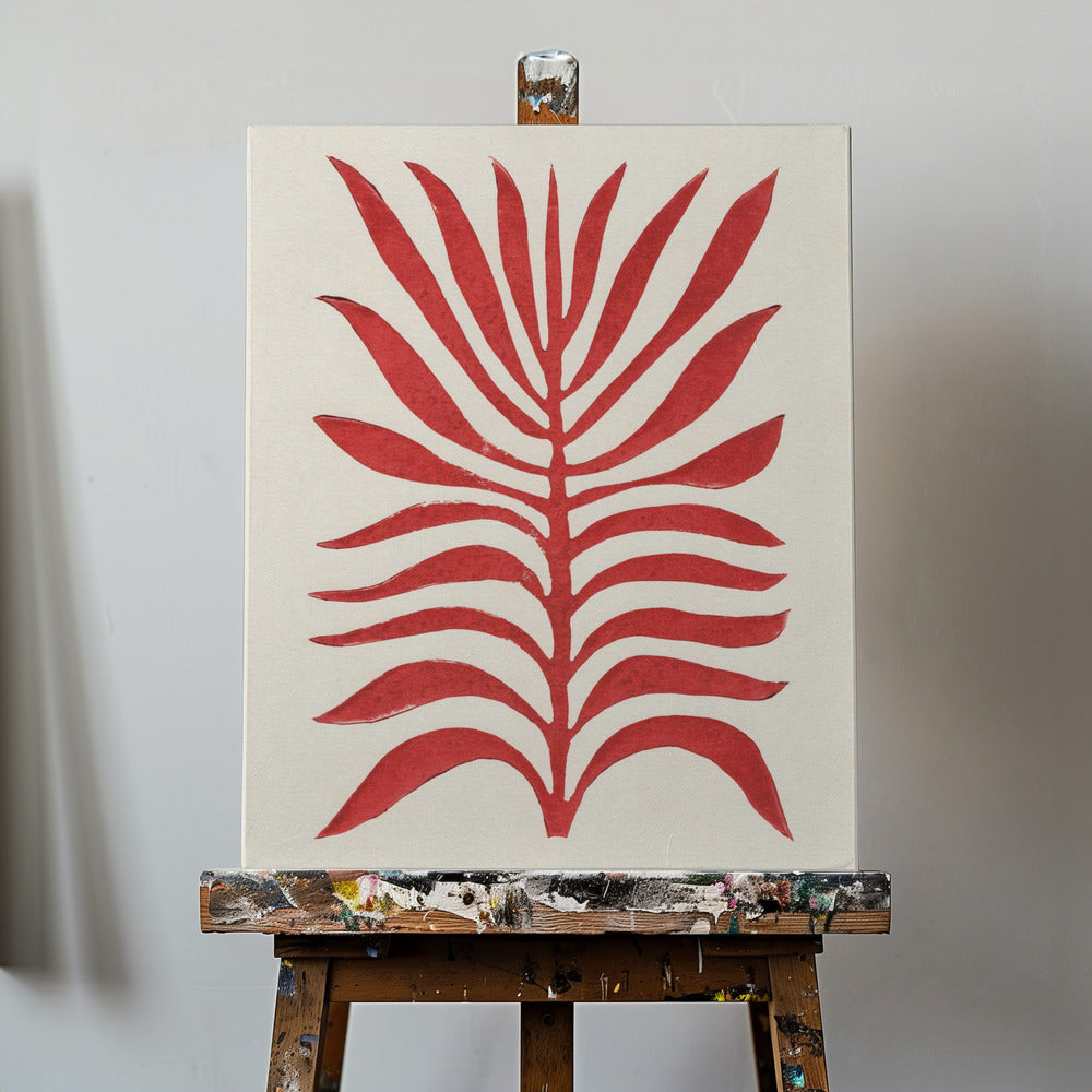 Röd gren / Linoleumtryck | Canvas