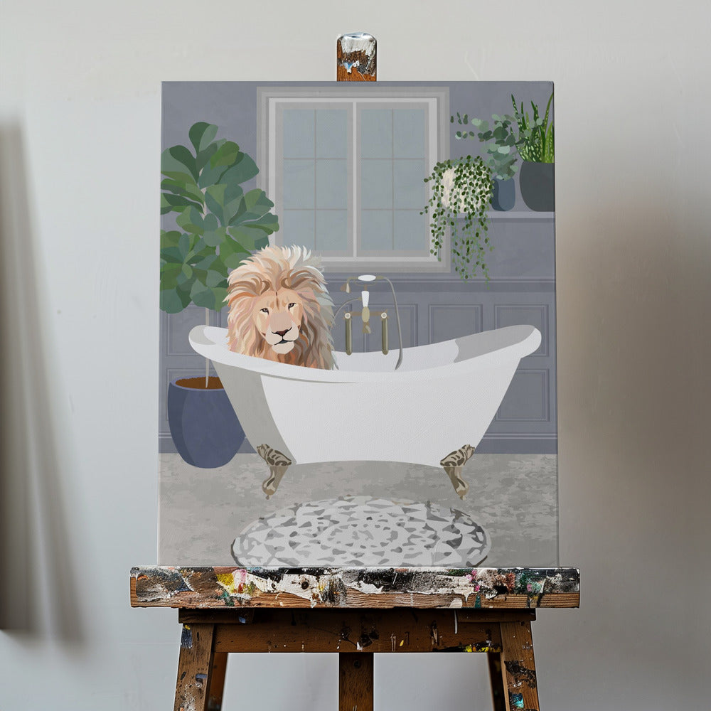 Le lion prend un bain | Tableaux sur Toile