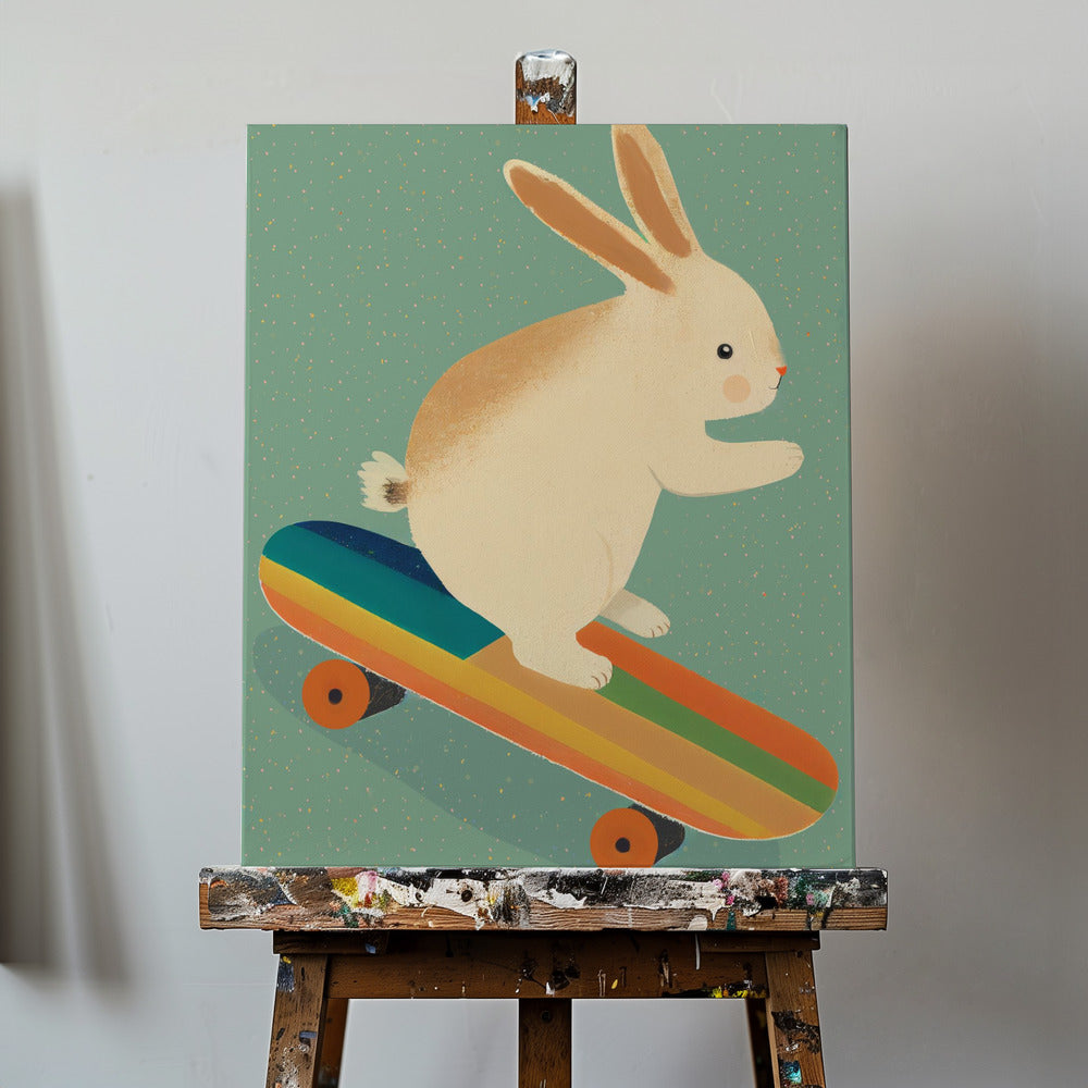 Kanin på skateboard | Canvas