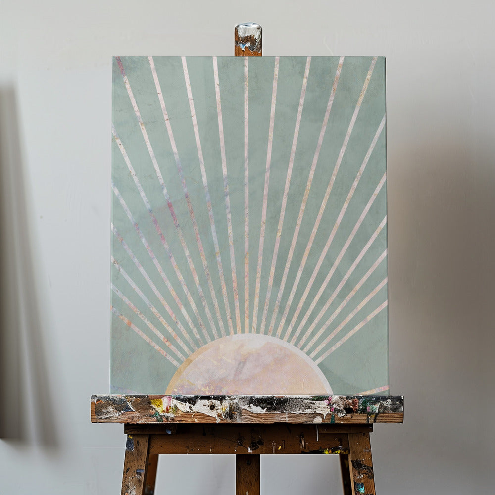 Salbeigrüne Boho-Sonne | Leinwand-Bilder