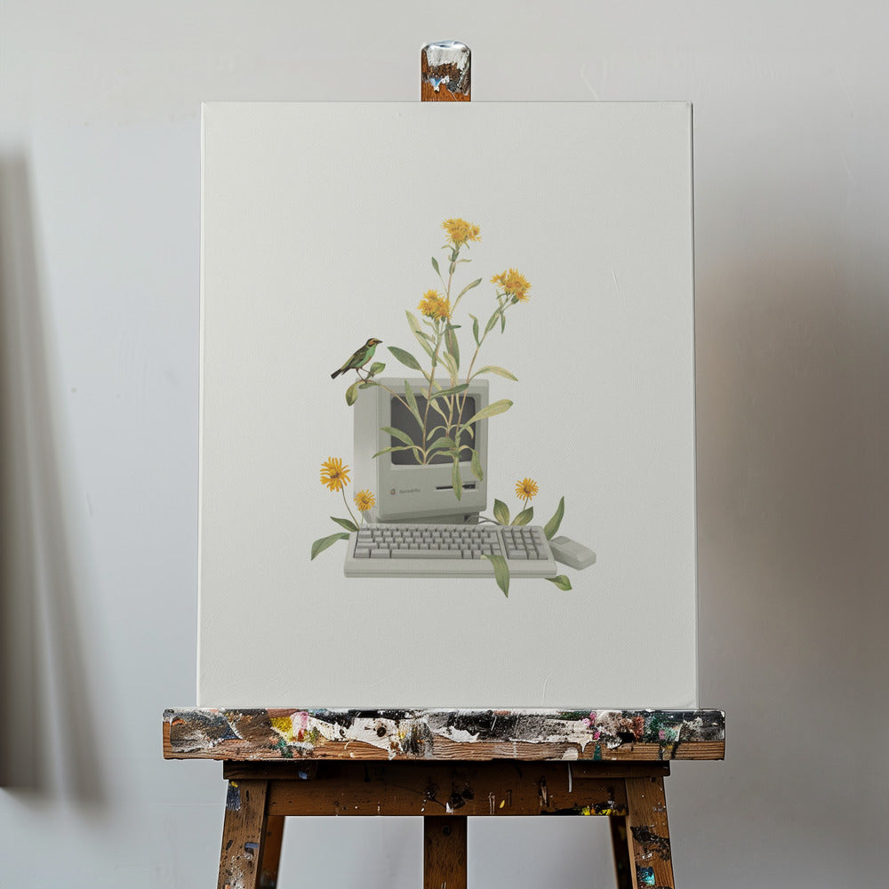 Computer vintage floreale | Stampe su Tela