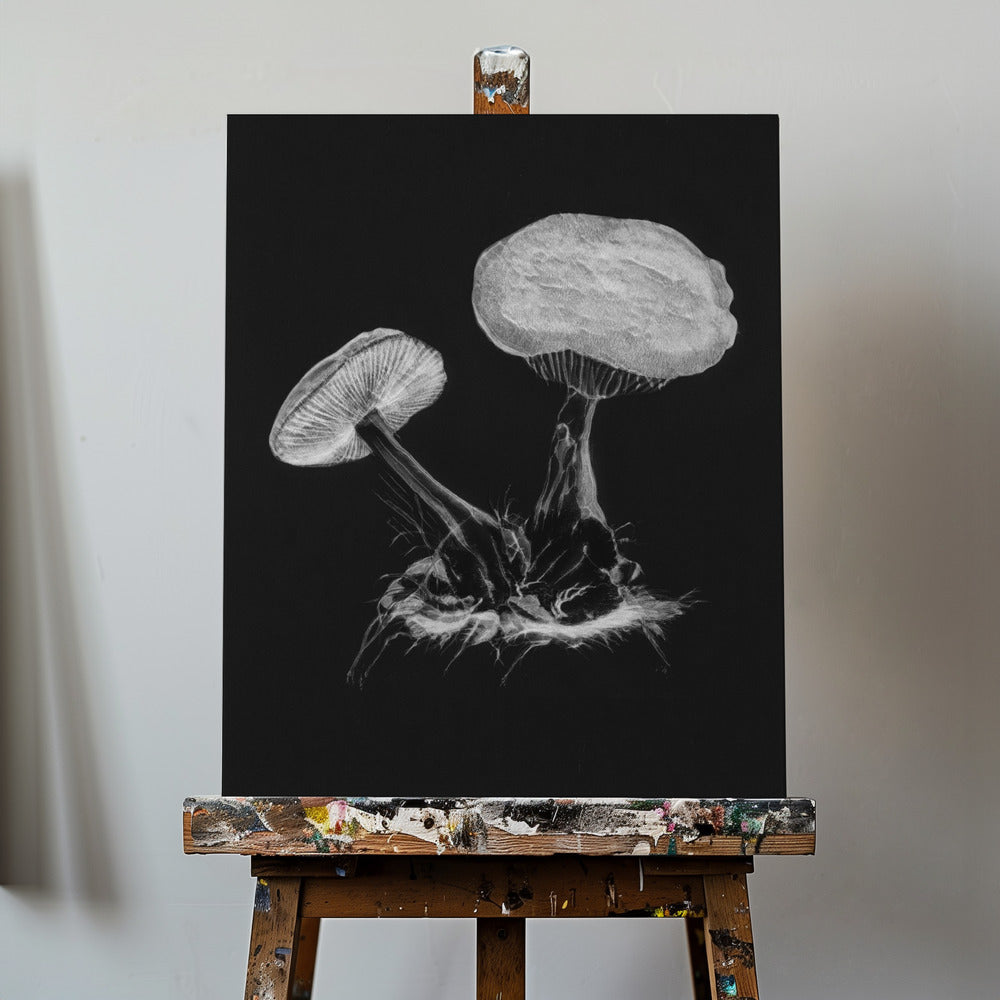 Vintage Violet Webcap Mushroom Dark BW | Wydruki na łótnie