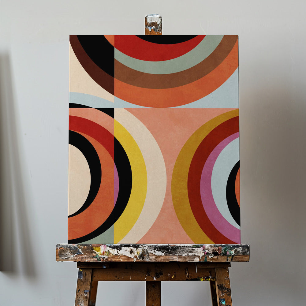 Couleurs chaudes Bauhaus Géométrie3 | Tableaux sur Toile