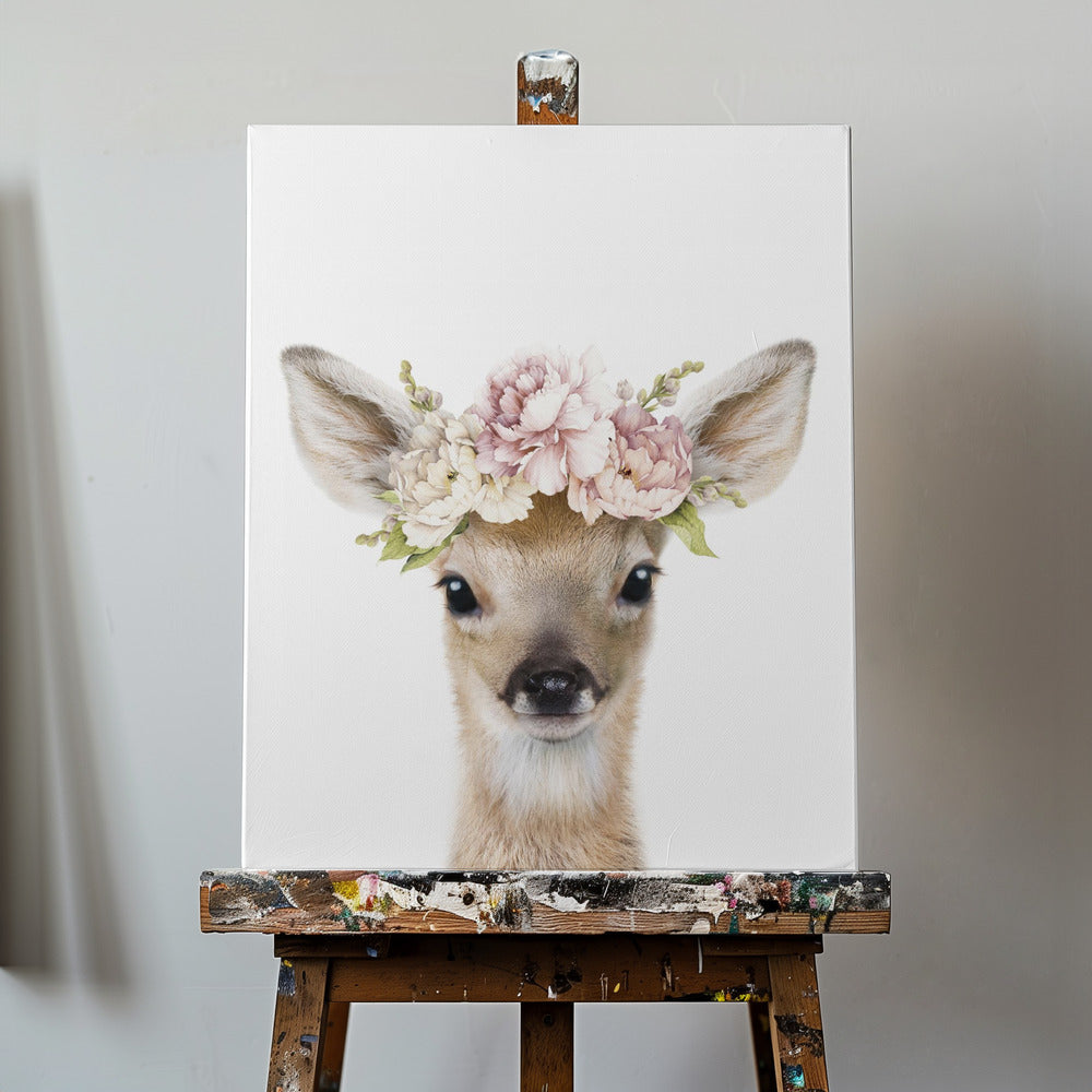 Floral Baby Deer | Canvas
