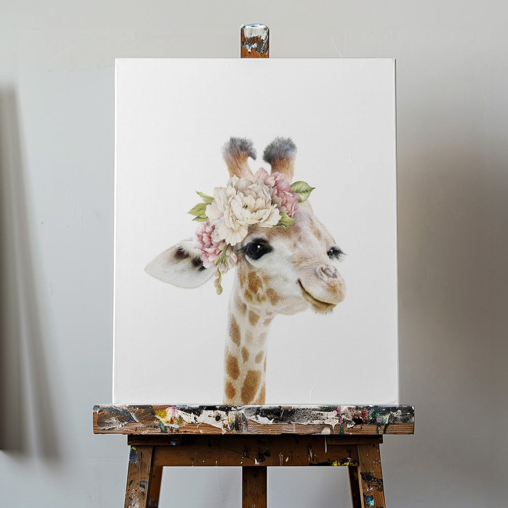 Floral Baby Giraffe | Canvas