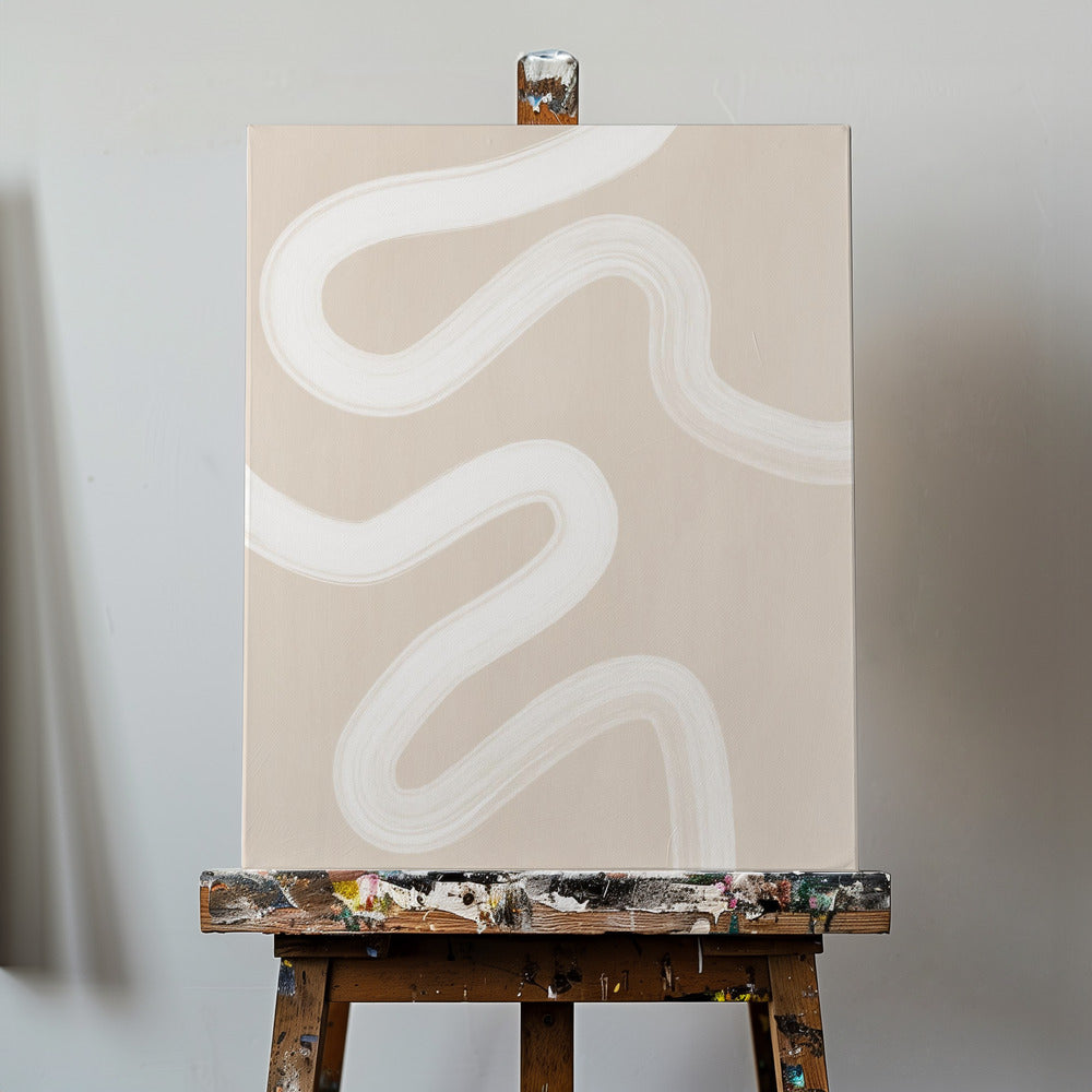 Beige enlinjetegning | Lærredsbilleder
