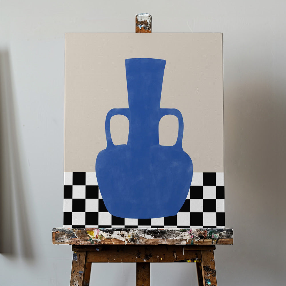 Azurblå vas schackbräde | Canvas