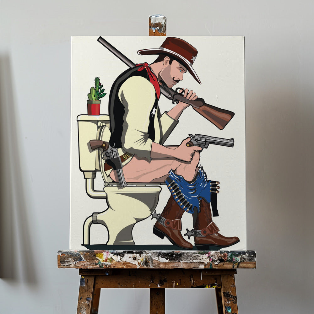 Cowboy auf der Toilette | Leinwand-Bilder