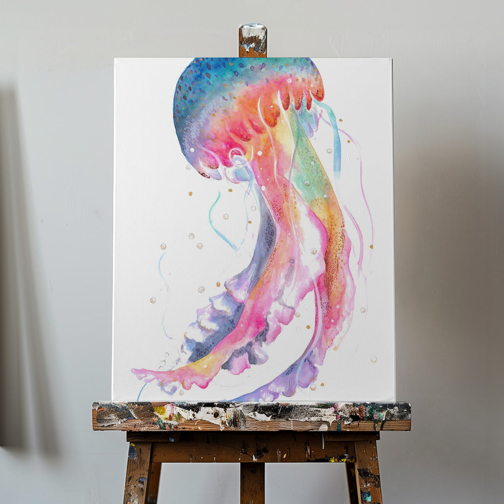 Jellyfish With Rainbow Hues | Canvas