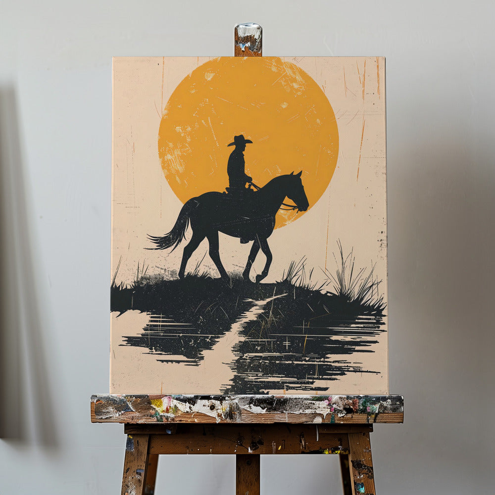 Cowboy au coucher du soleil | Tableaux sur Toile