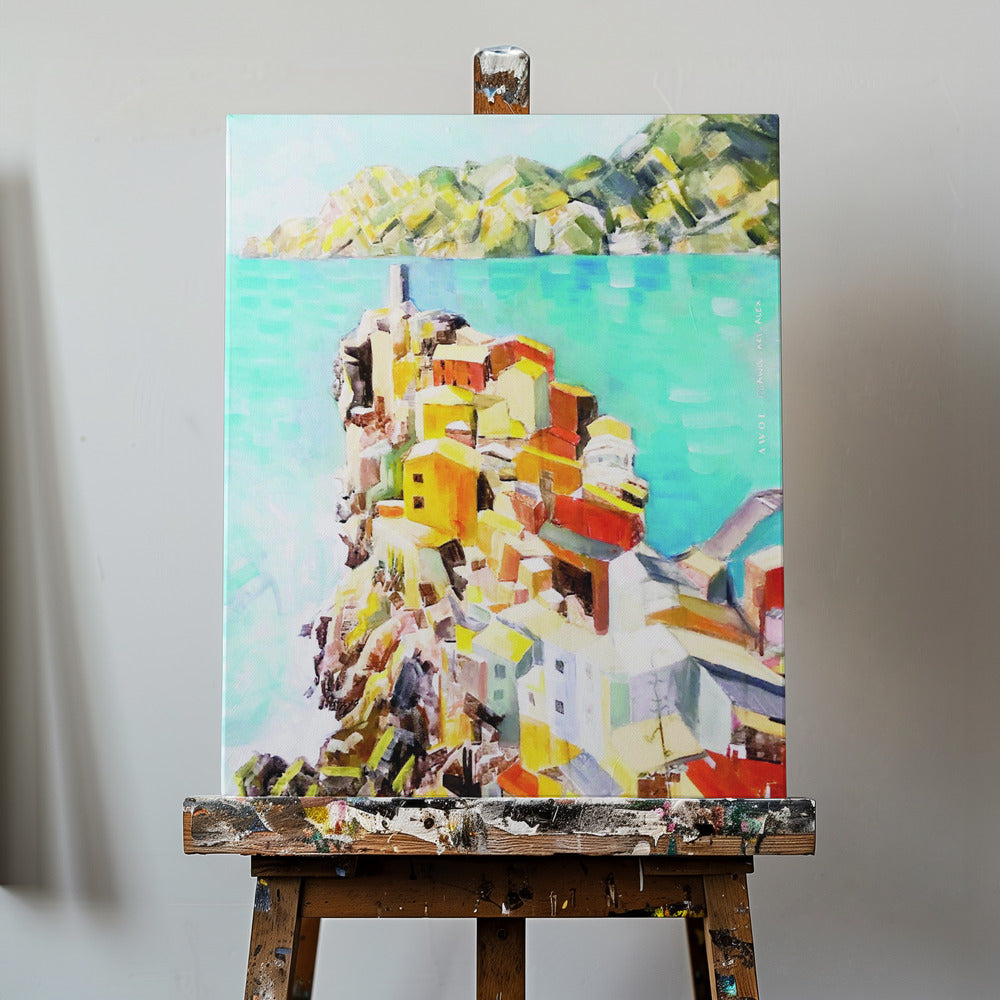 Ville colorée au bord de la mer Méditerranée, Italie Art mural | Tableaux sur Toile