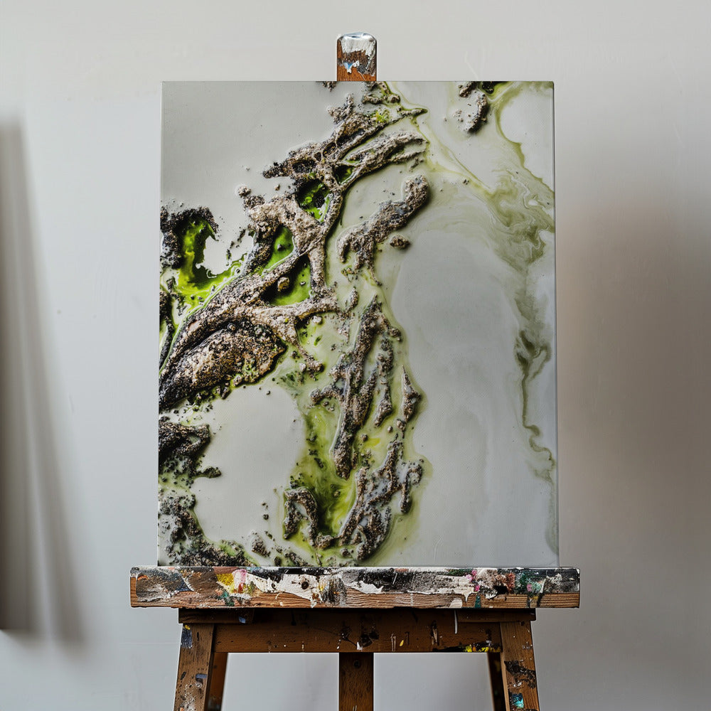 Art contemporain - L'énigme de l'olive - Touche de vert | Toile