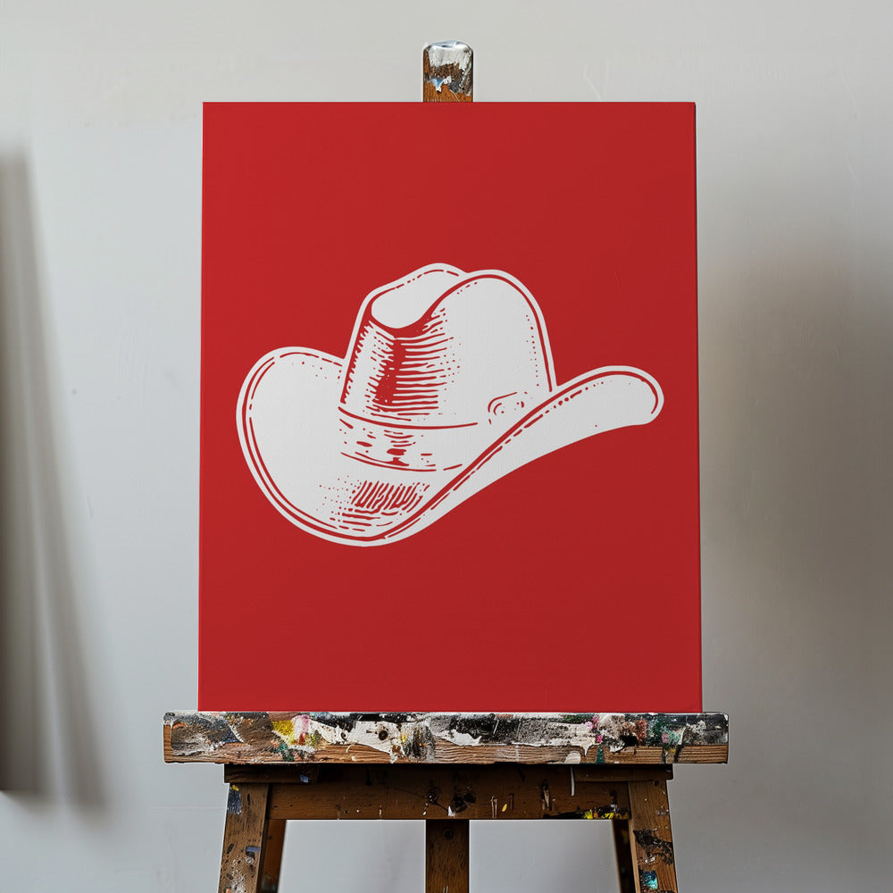 Cappello da cowboy rosso | Stampe su Tela