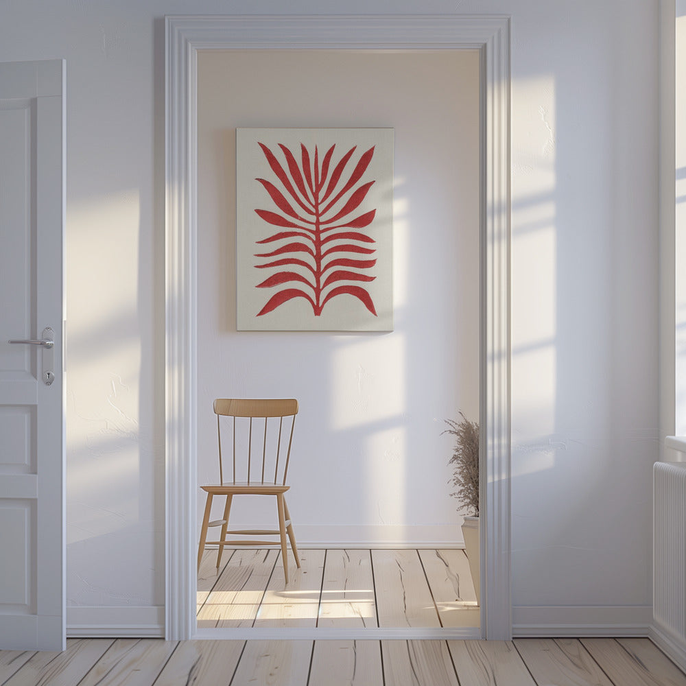 Röd gren / Linoleumtryck | Canvas
