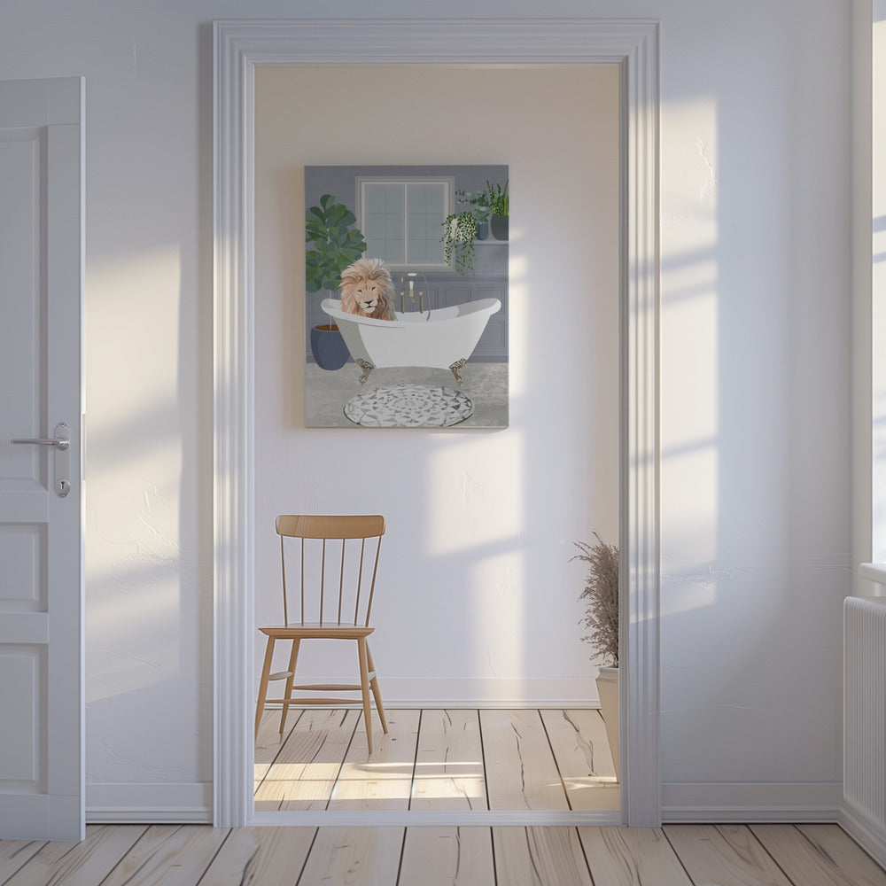 Le lion prend un bain | Tableaux sur Toile